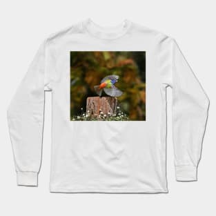 Painted Bunting Bird in Flying Long Sleeve T-Shirt